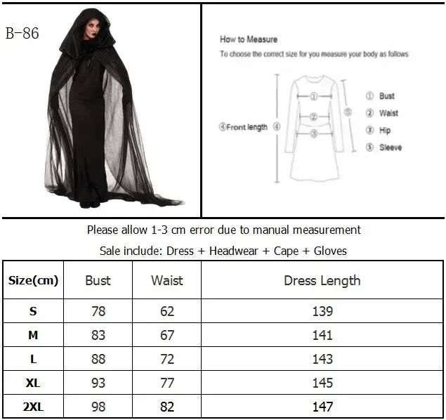 Halloween Costume Ghost Bride Witch High Quality Vampire Game Soft Cosplay Horror Demon Costume Black Gauze Dress - Seprincess