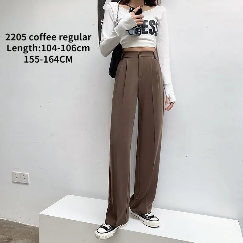 Casual High Waist Loose Wide Leg Pants for Women Spring Autumn New Female Floor-Length White Suits Pants Ladies Long Trousers