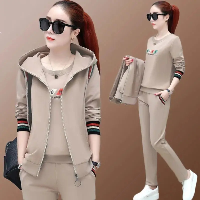 Fashion Women's Suit 2024 New Korean Version Spring and Autumn Long Sleeve Top Casual Sportswear Elegant Women's Three Suits - Seprincess