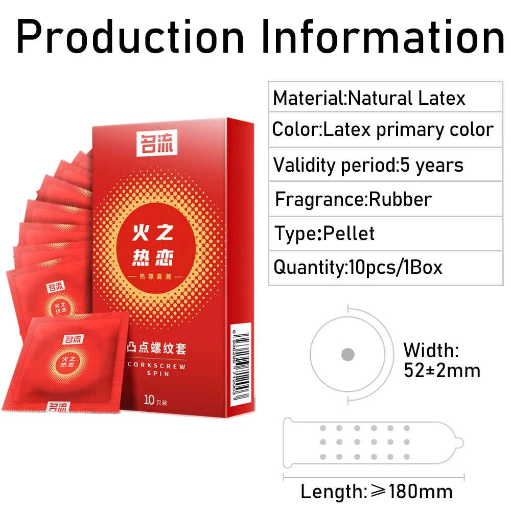 OLO 10Pcs Oral Sex Condoms with Strawberry Taste Safe Sex Penis Sleeve Condom Intimate Goods Tongue Sex Lick Dick Toys for Adult - Seprincess