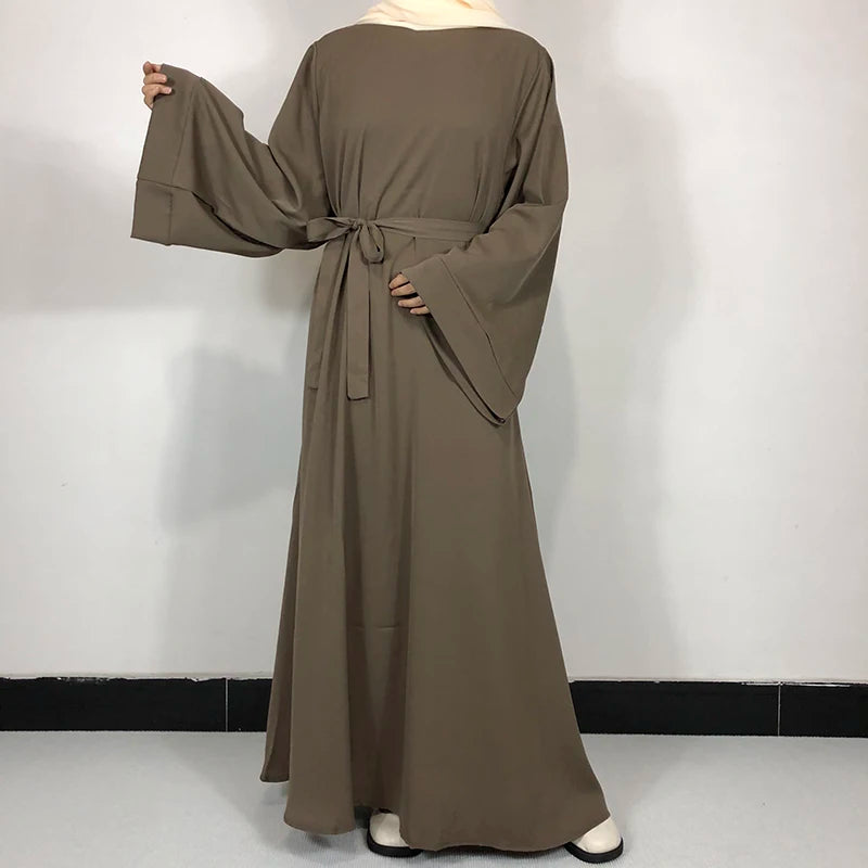 15 Colors Basic Plain Nida Abaya With Free Belt High Quality Muslim Women Modest Simple Dress EID Ramadan Islamic Clothing - Seprincess