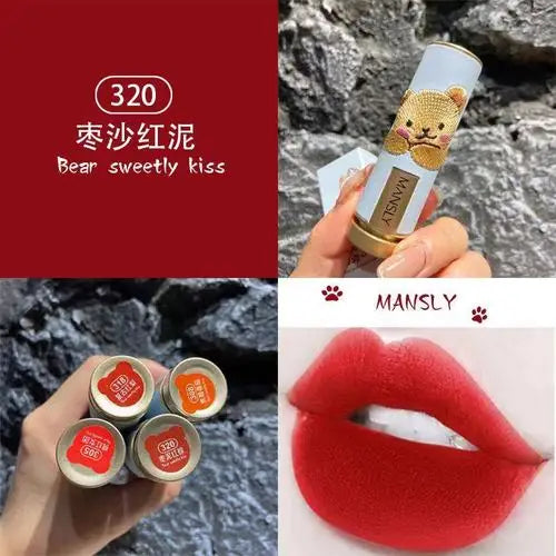 Bear Little Milk 4-Color Lipstick Velvet Long Lasting Smooth Moisturizing Waterproof Pigment Easy To Wear Lip Makeup Cosmetic - Seprincess