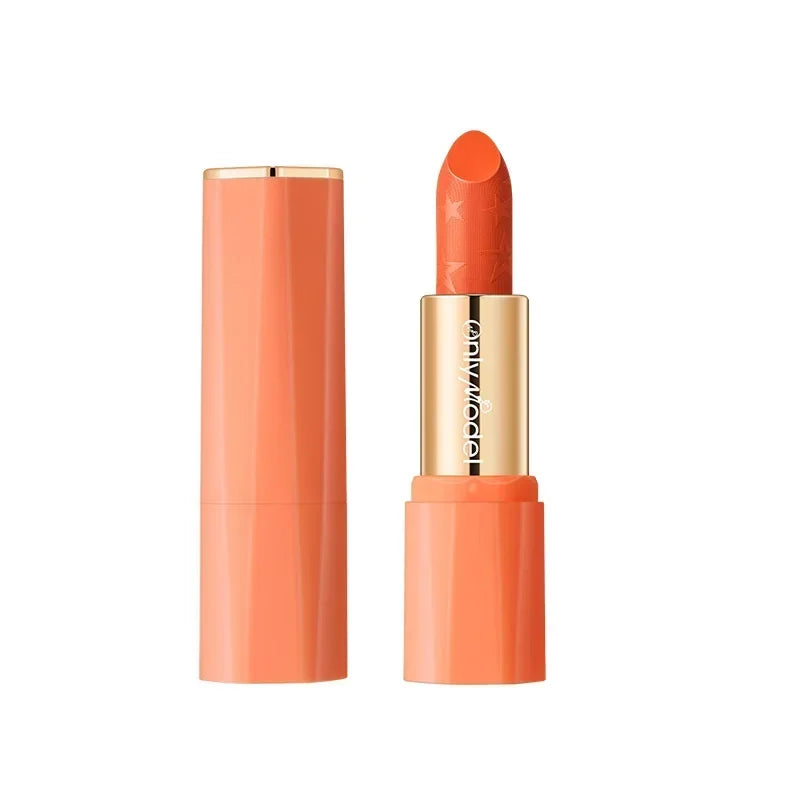 Orange Lipstick Lip Glaze Silky Smooth Matte Lip Gloss Carrot Bright Color Lasting Lip Stick Sexy Women Cosmetics Makeup Product - Seprincess