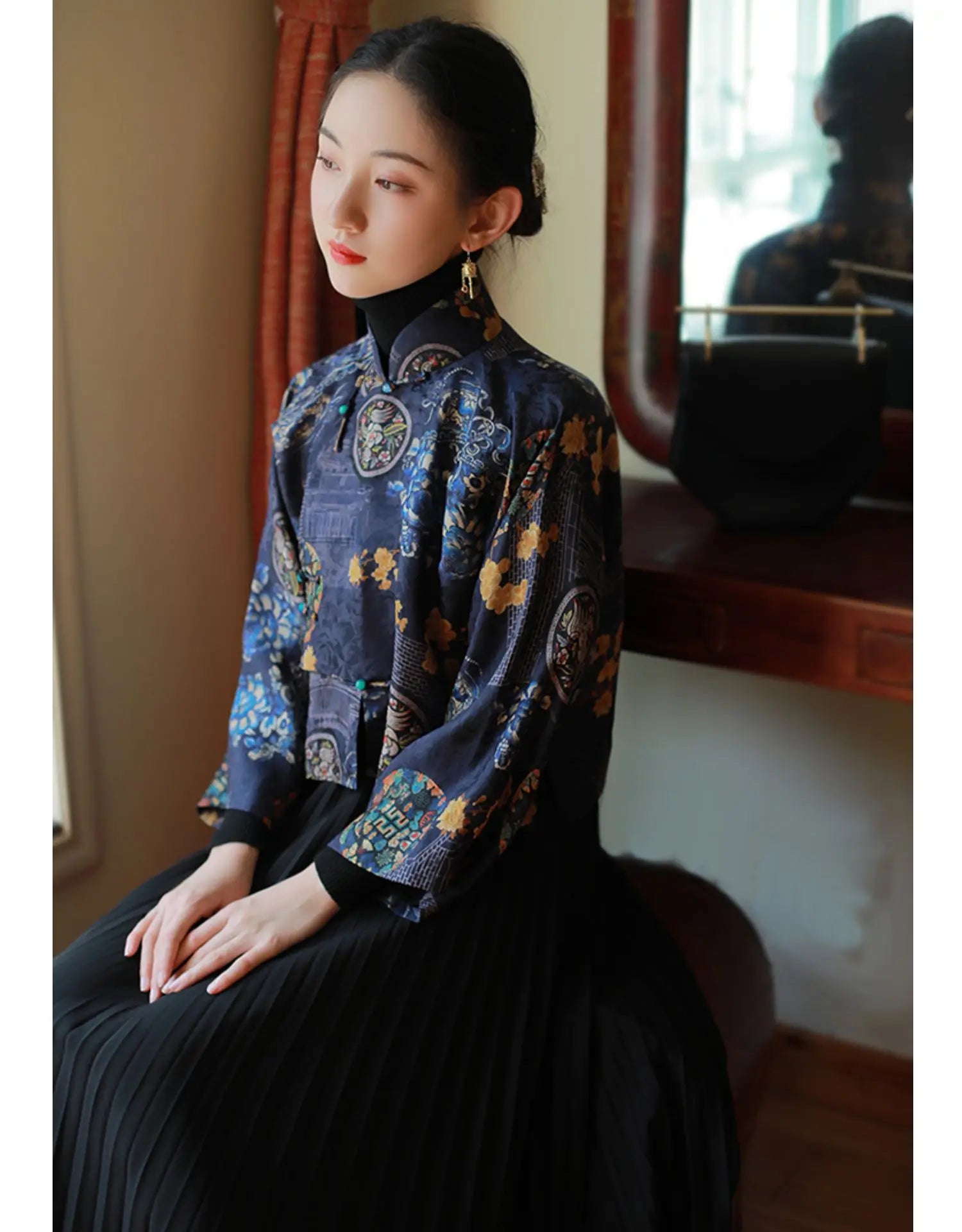 2024 spring autumn chinese style traditional hanfu top print cheongsam oriental blouse elegant festival party dress qipao top - Seprincess