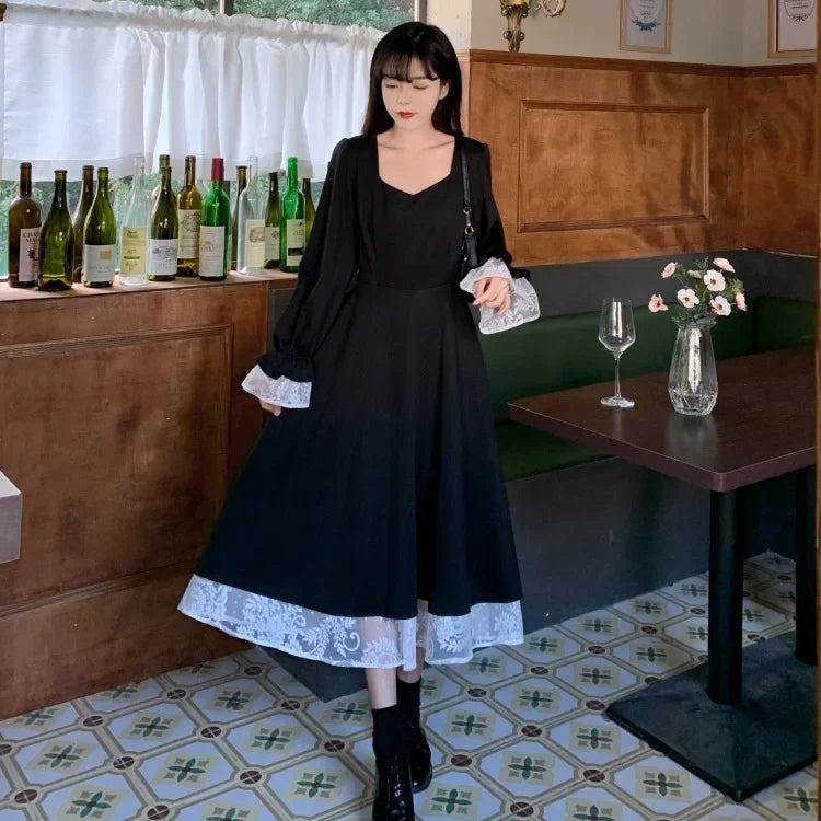 Black Haut De Gamme Designer Autumn Dress Niche Long Luxury French Style Women's Fashion Gown High End Feel Dress - Seprincess