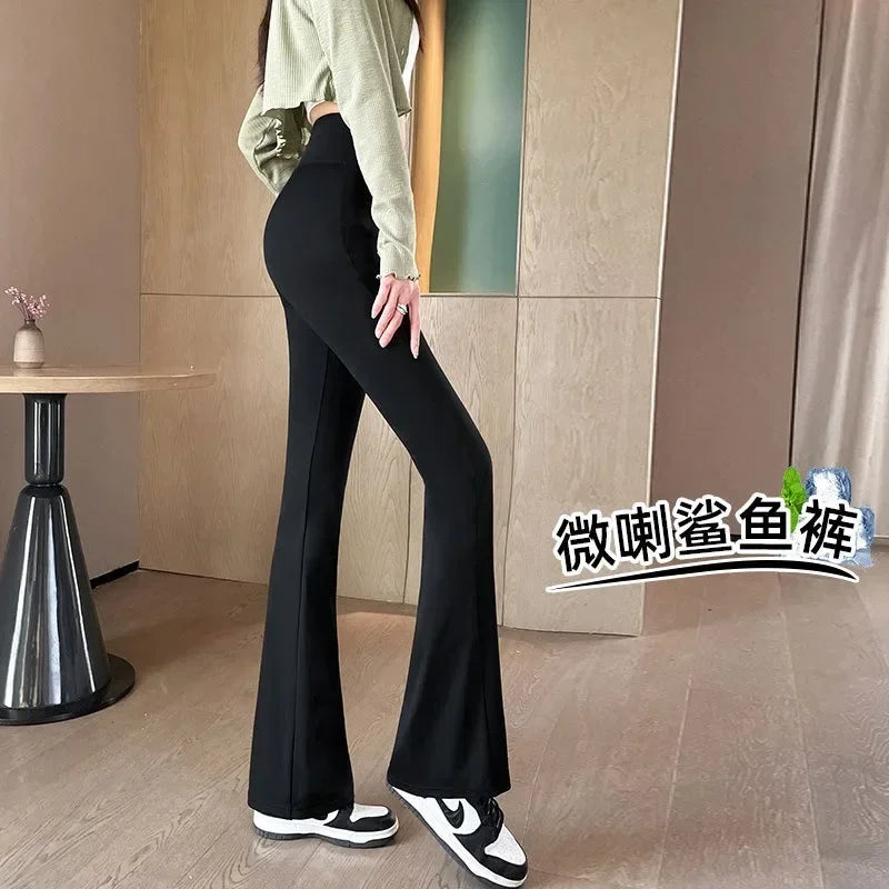 Shark Pants,micro Flared Wide Leg Pants,high Waisted, Cinched, Spring/summer Slim Fit, Winter Velvet Fit, Leggings for Outerwear