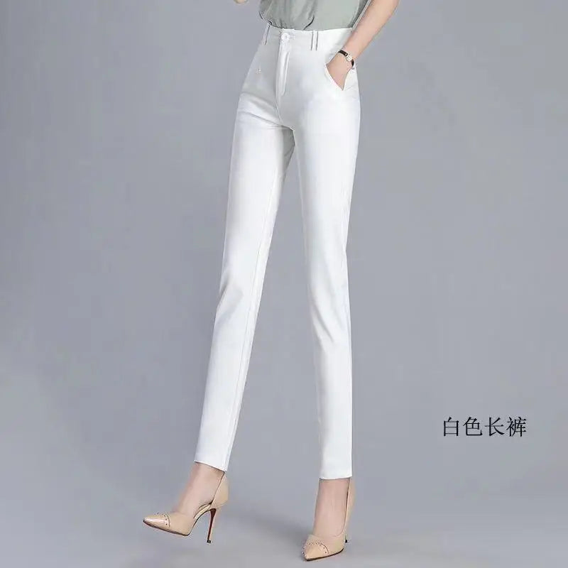 White Pants 2024 New Spring Summer High Waist Slim Stretch Pencil Pants Office Ladies Elegant Suit Pants Women Straight Trousers