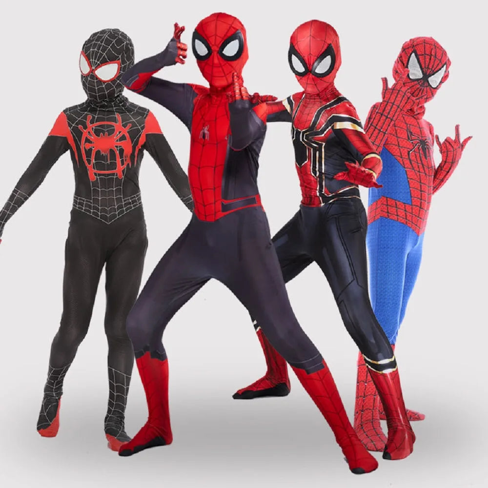 Child Spiderman Costume Peter Parker Bodysuit Halloween Boys Girls Play Movie Fan Cosplay Fantasy - Seprincess