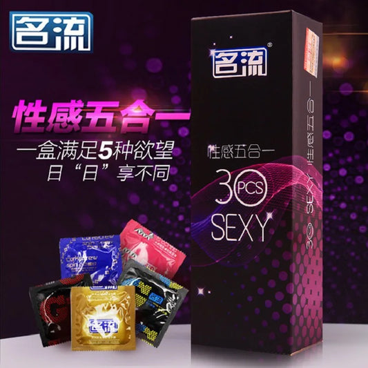 30pcs Natural Rubber Condoms 5 Types Dotted Penis Sleeves For Men Sex Toy Adult Product Ultra Thin Condom Contraception Sex Shop - Seprincess