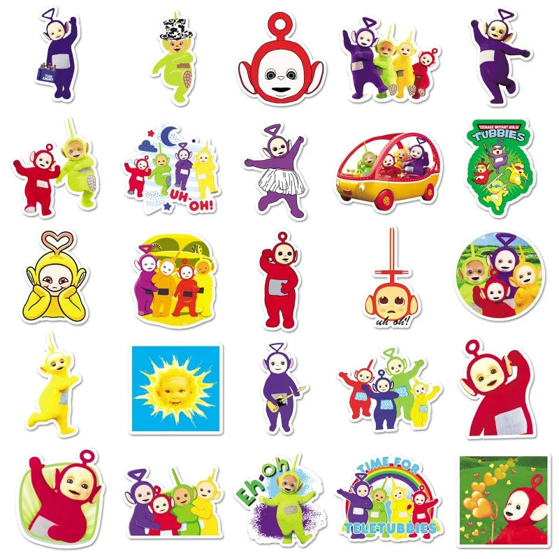 50pcs Teletubbies Animated Stickers Suitcase Water Cup Stationery Mobile Phone Scooter Laptop Refrigerator Decorative Stickers - Seprincess