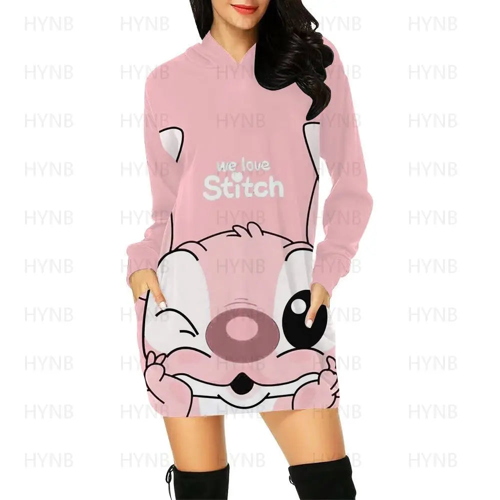 Sweater Dress Luxury Party Mini Stitch Hoodie Dresses for Women 2024 Long Sleeves Sexy Disney Kawaii Chic Woman Evening Y2k Prom - Seprincess