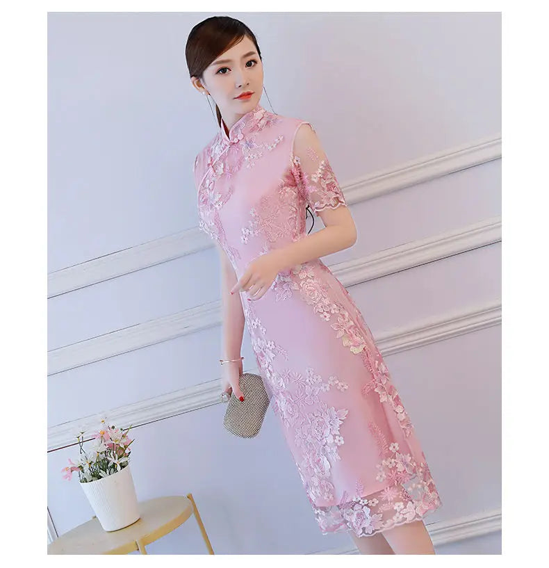 Chinese Cheongsam Traditional Wedding Qipao Woman Embroidery Elegant Daily Dress Female Embroidered Cheongsam Party Clothing - Seprincess