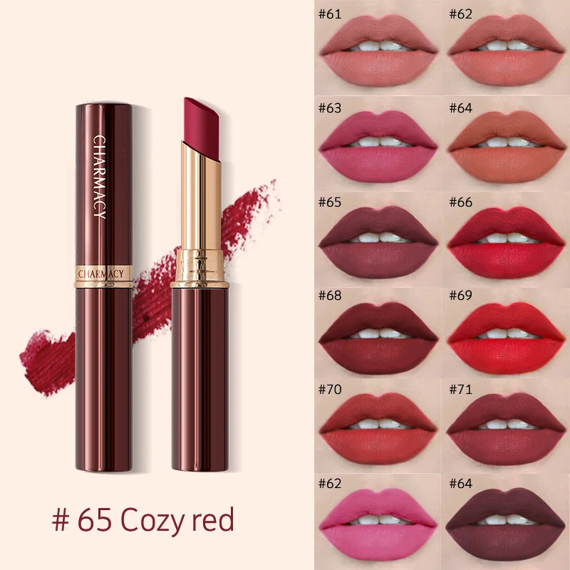 CHARMACY Long Lasting Waterproof Matte Nude Lipstick Luxury Korean Velvet Easy to Wear Lip Stick for Women Makeup Cosmetic - Seprincess