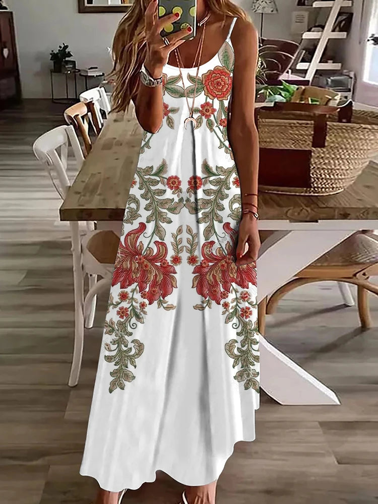 2024 New Spring And Summer Everyday Elegant Sleeveless Dress Casual Fashion Long Dress Urban Street 3D Printed Women's Dresses - Seprincess