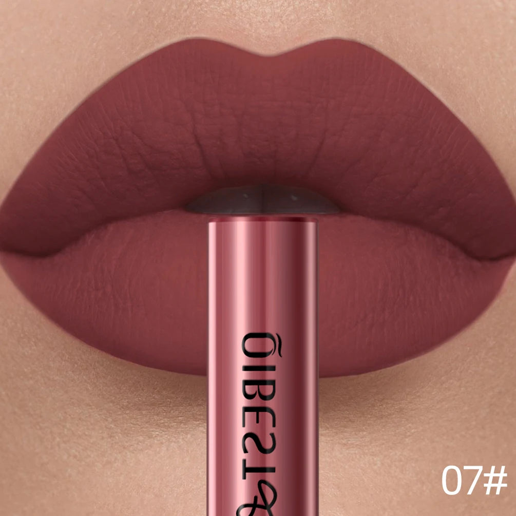 Matte Velvet Lip Gloss Lipstick Glossy Nude Sexy Red Lip Tint 24 Colors Waterproof Long Lasting Women Fashion Lips Makeup 1PC