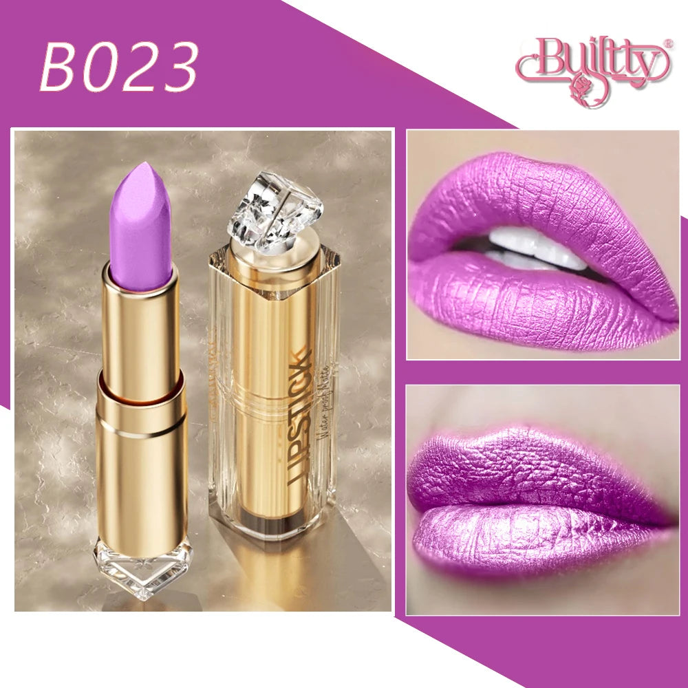 12 Colors Korea Matte Glitter Lipstick Pink Nude Matte Gliter Waterproof Kissproof Glitter Flip Lipstick Orange Dropshipping - Seprincess