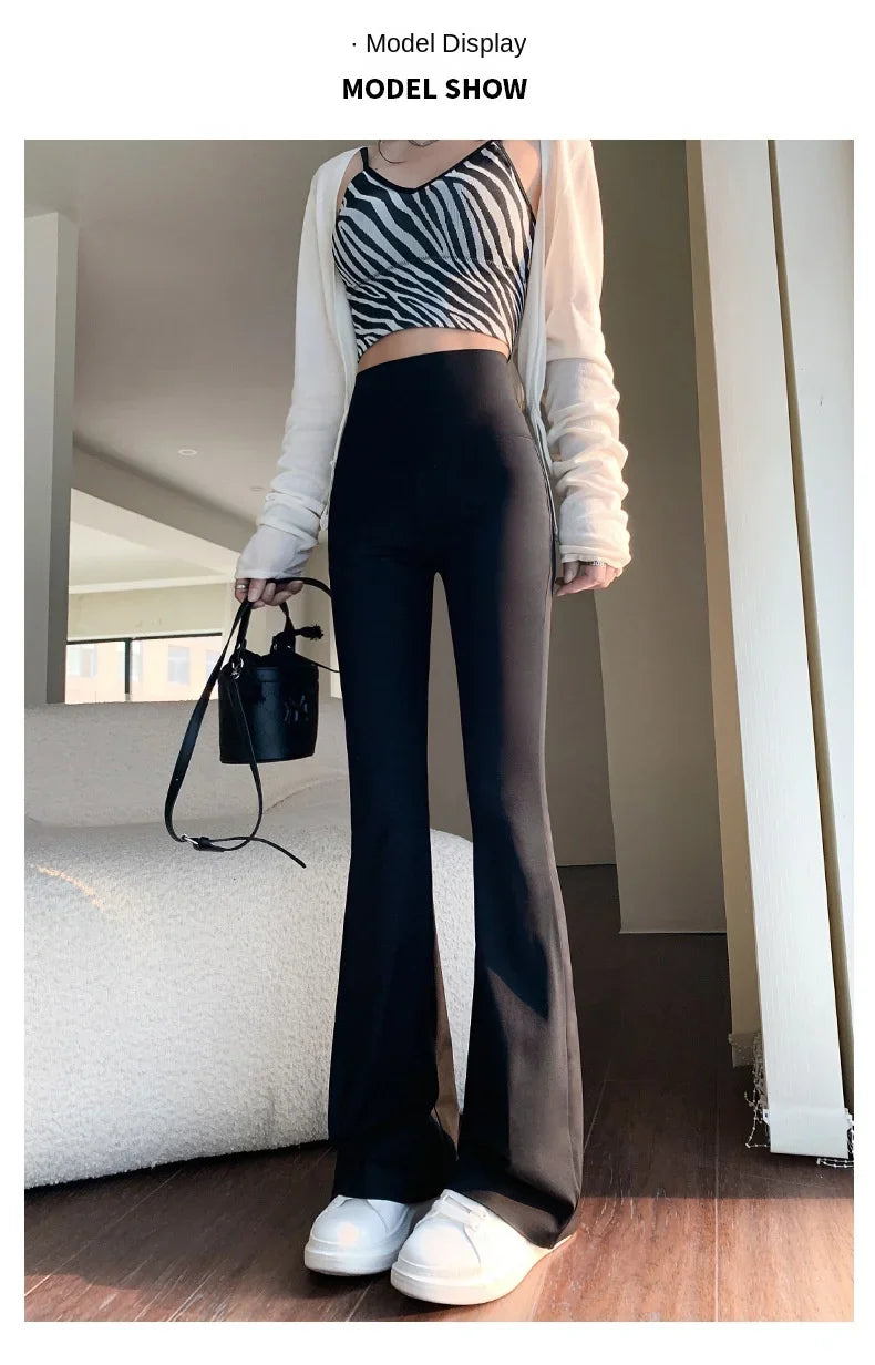 Women Flare Pants Slim High Waist Solid Sexy Shark Flare Pants Fashion Casual Streetwear Elastic Butt Lift Skinny Leggings