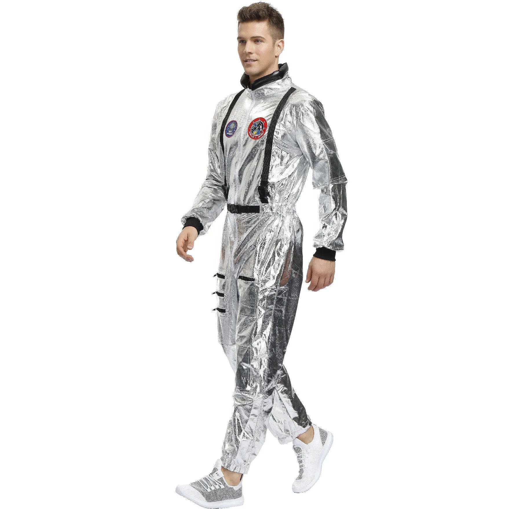 Halloween Christmas Silver Spaceman Men Women Space Suit Adult Children Astronaut Costume Family Party Dress Up Birthday Gift - Seprincess