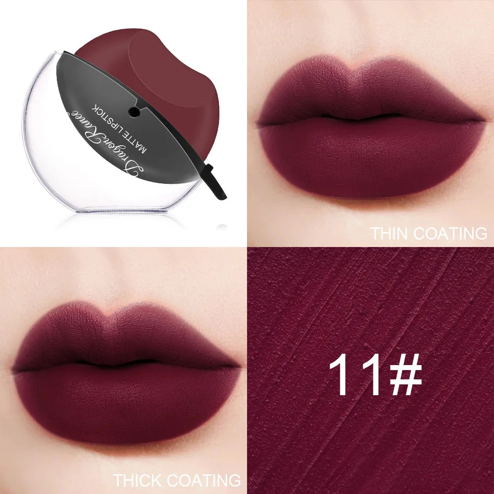 Lip-shaped Lipstick Makeup Temperature Color Changing Lazy Lipstick Velvet Matte Moisturizing Lip Gloss Waterproof Non-stick Cup