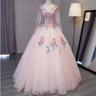 DSP Elegant A Line V Neck Long Sleeves Quinceanera Dresses for 15 Year Old Girl Graduation Party Dresses Gala Prom Gown - Seprincess