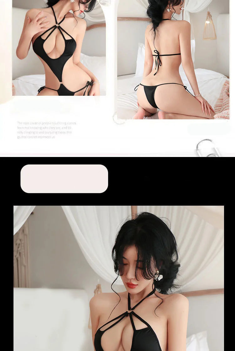 Erotic lingerie Deep V-neck strap with exposed breasts and tight fitting back 18 fancy women underwear open crotch Held sexy xxx - Seprincess