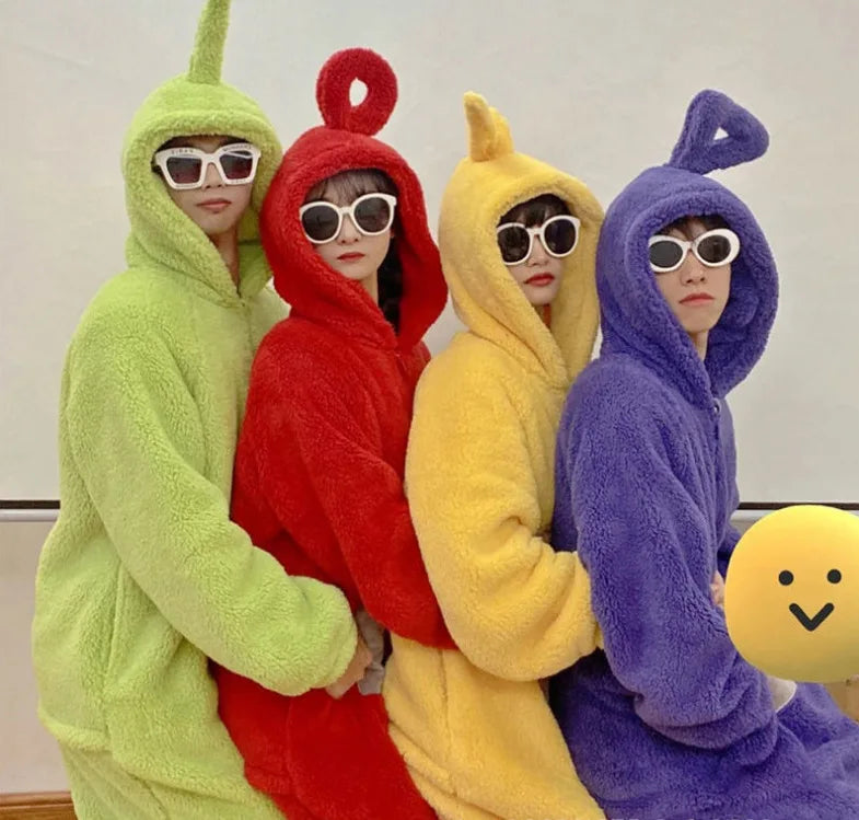 Teletubbies Autumn Winter Pajamas Cosplay Costumes Soft Long Sleeves One-piece Pajamas Laa Home Clothes Christmas Party Gift - Seprincess