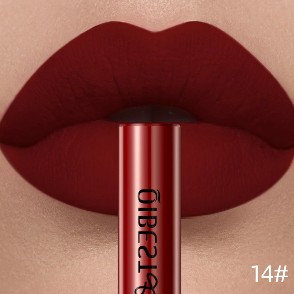 Matte Velvet Lip Gloss Lipstick Glossy Nude Sexy Red Lip Tint 24 Colors Waterproof Long Lasting Women Fashion Lips Makeup 1PC