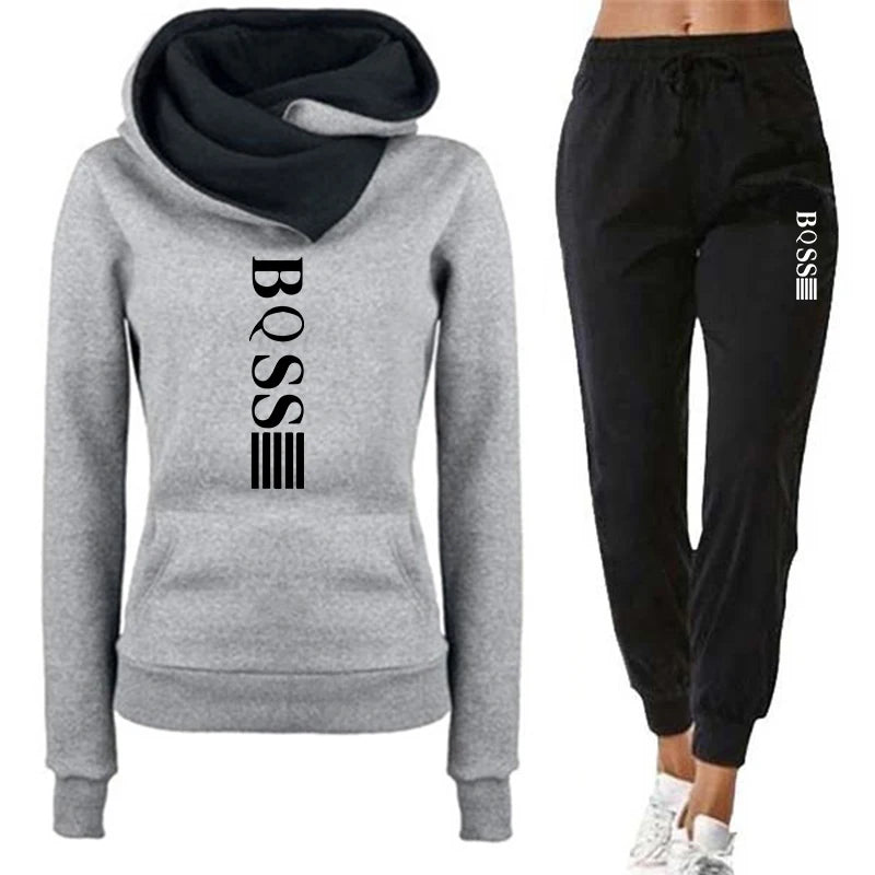 Womens Tracksuit Autumn Winter Warm Hooded Sweatshirts Female Jogging Sweatpants Fashion Versatile Woman Clothing Sports Outfits - Seprincess