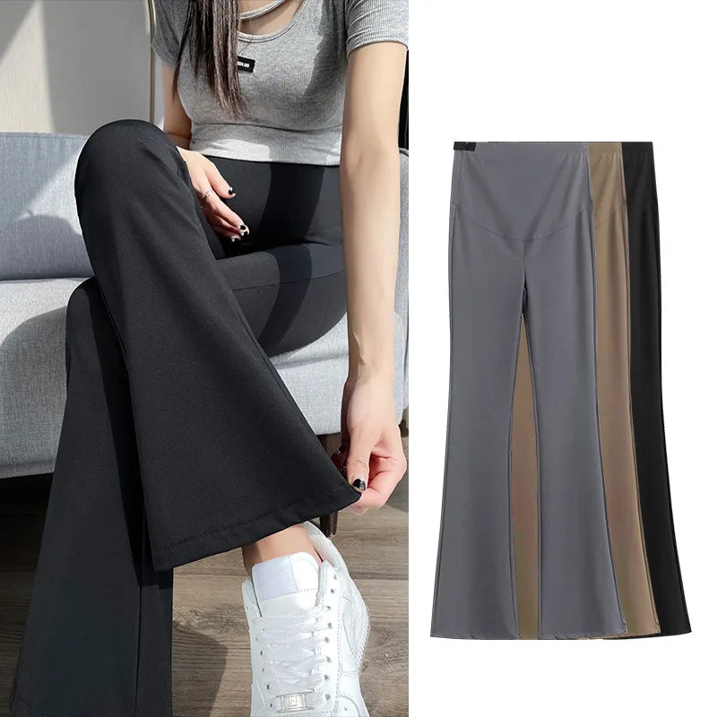 Maternity Yoga Pants For Summer 2024 New Clothes For Pregnant Women Fashion Solid Pregnancy Flare Shark Trousers Leggings M-xxl