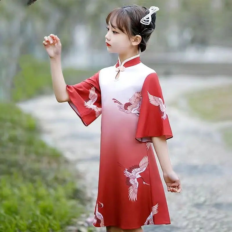 Kids Hanfu Dress Elegant Princess Dress Summer Dresses Chinese Cheongsams For Girls Traditional Chinese Dress Toddler Dress - Seprincess