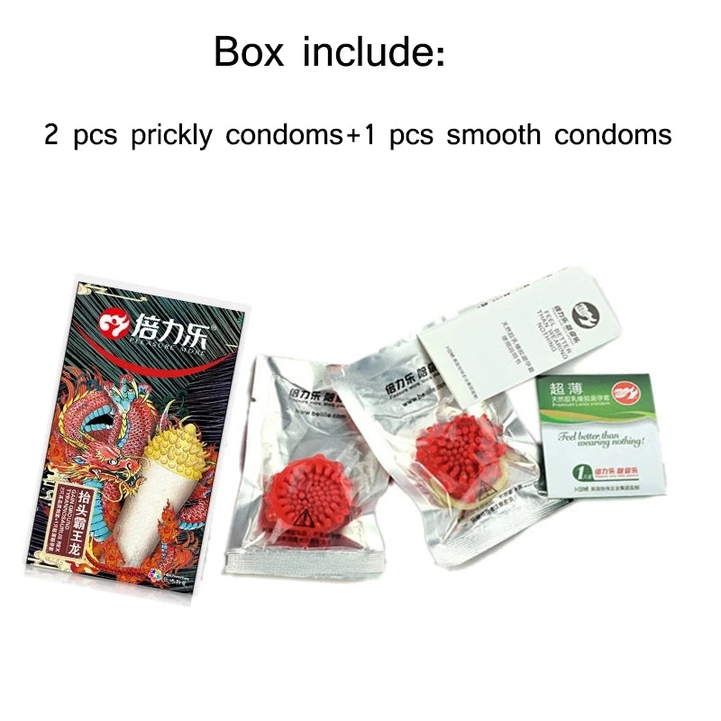 Dotted Condoms for Men Adult Sex Toys Spike Ribbed G-spot Vaginal Stimulation Cock Condom Contraception Sensitive Penis Sleeves - Seprincess