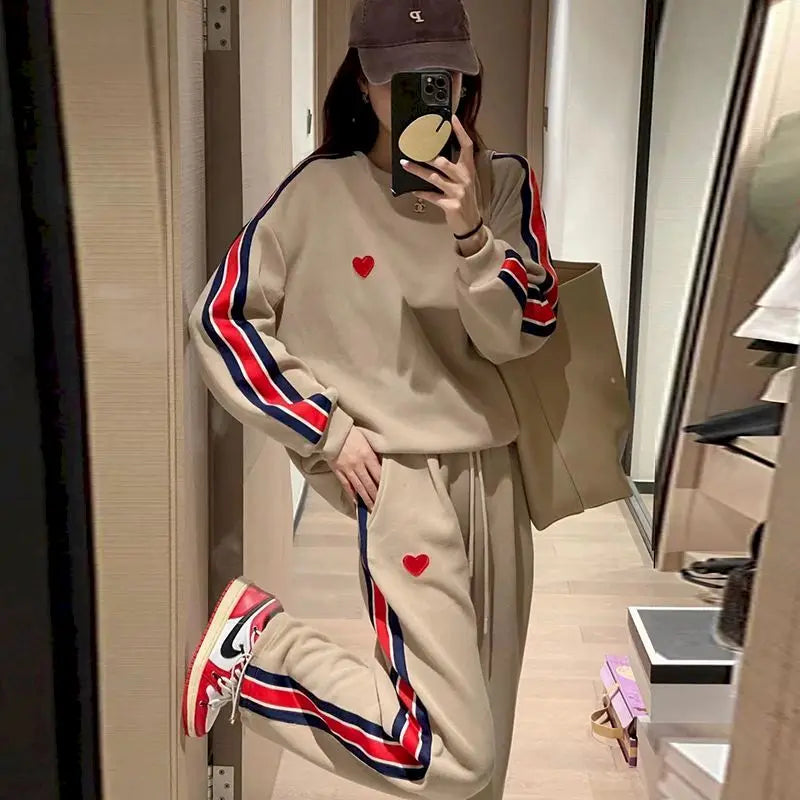 Harajuku Printed Embroidery Women's Tracksuit Korean Oversized Hoodies+Sweatpants Suit Women Streetwear 2 Piece Sets Y2k Clothes - Seprincess