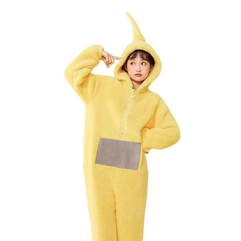 Teletubbies Cartoon Long Sleeves Piece Pajamas Costume For Women And Men In Winter Lala Home Clothes Cosplay Unisex Party Wear - Seprincess