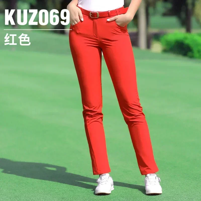 PGM Women Golf Pant Summer Spring Golf/Tennis Pants High Elastic Ladies Trouser Breathable Slim Quick Dry Pants XS-XL KUZ069