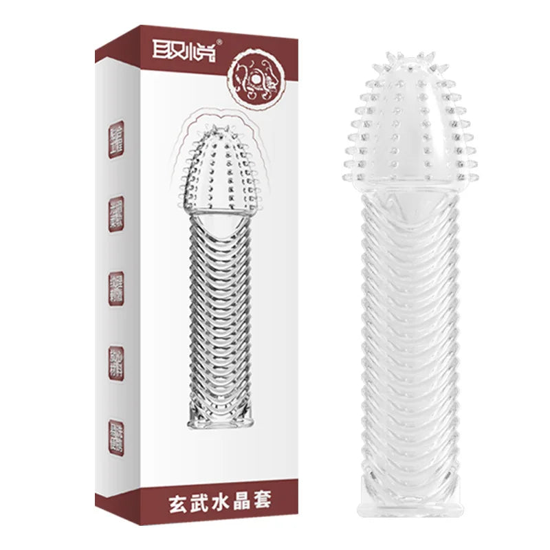 1PCS Reusable Condoms For Men Delay Ejaculation Spike Dotted Penis Sleeve Adult Sex Toys Condom Cock Extender Dildo Cover Sleeve - Seprincess