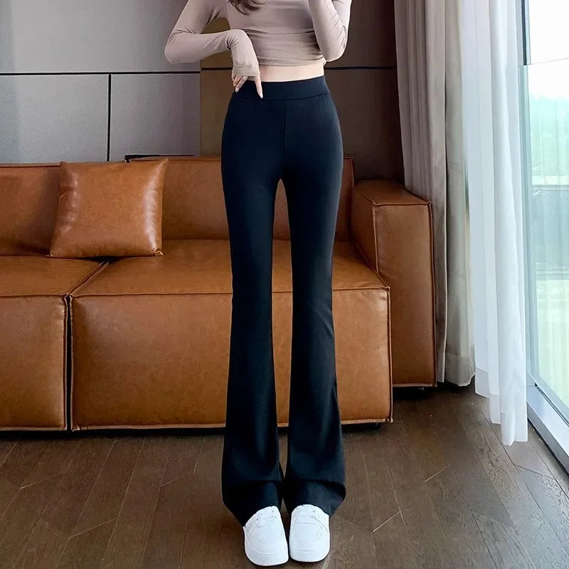 High-waisted Bell-bottom Pants Women's Spring/autumn New Arrival 2024 Petite Summer Thin Style Black Micro-flared Suit Pants