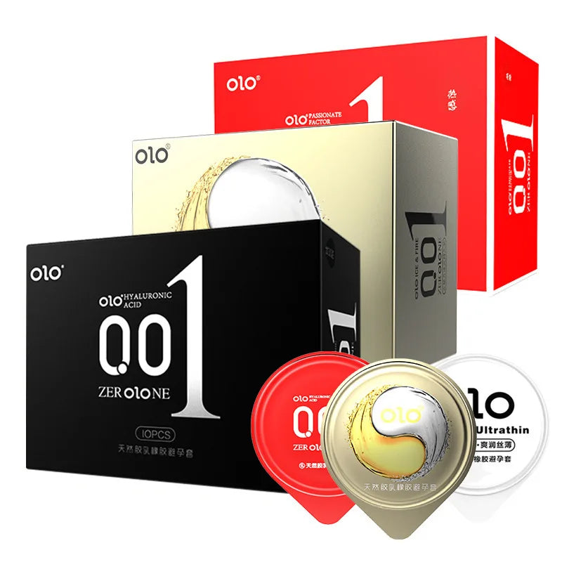 OLO Ultrathin Condoms 0.01 Zero Feeling 10PCS Penis Sleeve for Man Hyaluronic Acids Ejaculation Delay Condoms Adults Sex Toy 18+ - Seprincess