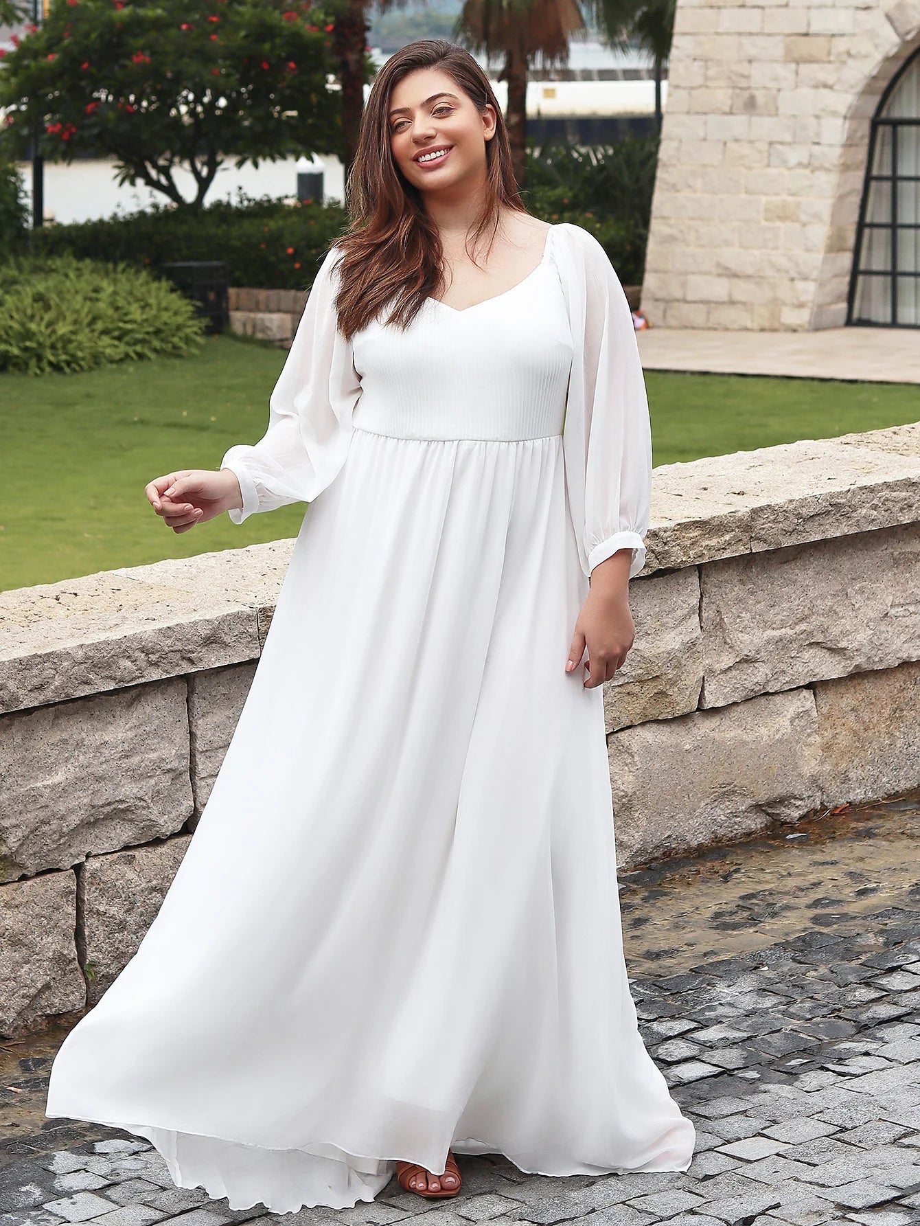 Women's Sexy Off Shoulder Lace Maxi Evening Gown Lantern Sleeve High Waist Women Dress Flowy Hem White Elegant Long Dress - Seprincess