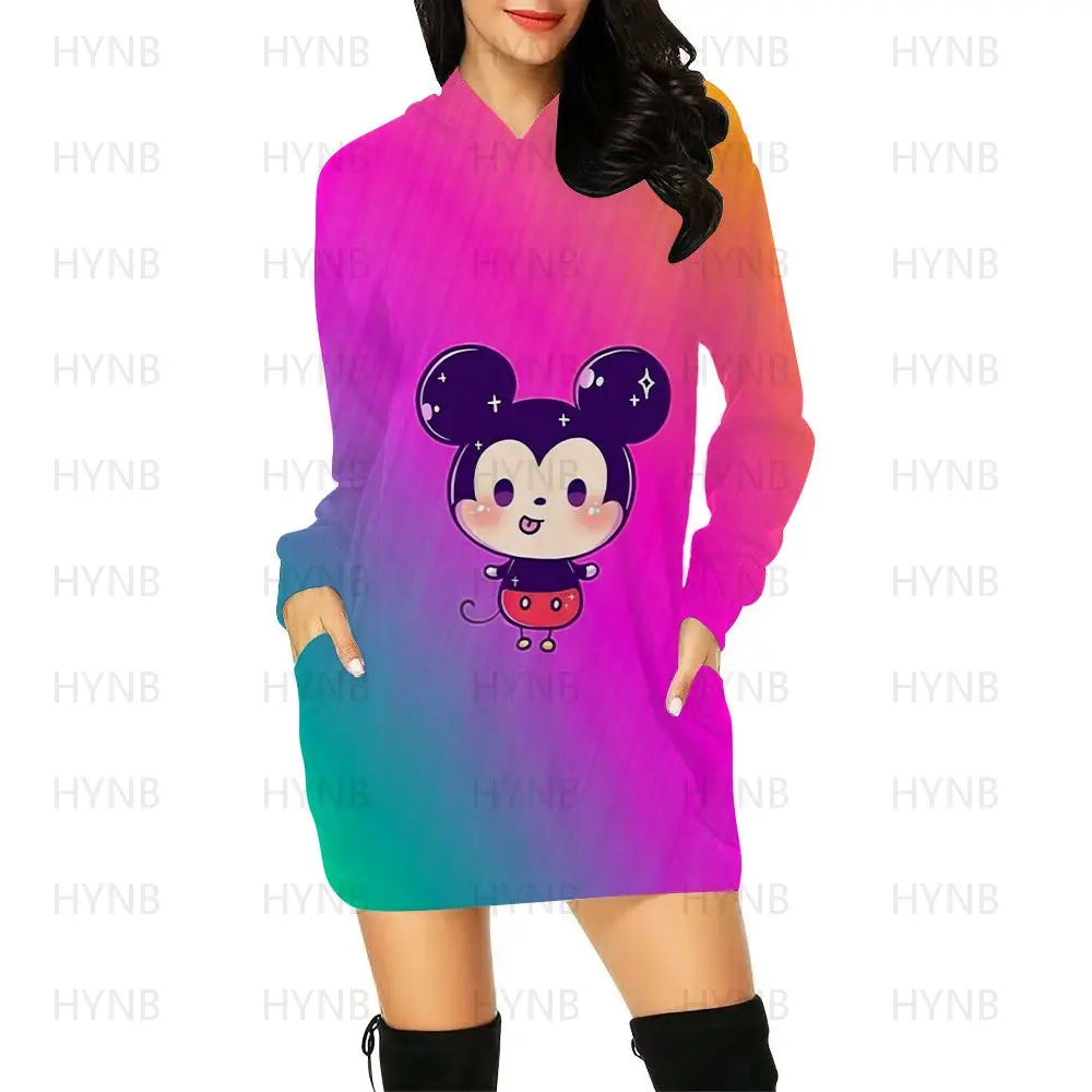 Sweater Dress Elegant Dresses for Women Long Sleeves Luxury Party Hoodie Disney Kawaii Mickey Women's 2024 Mini Minnie Mouse Y2k - Seprincess