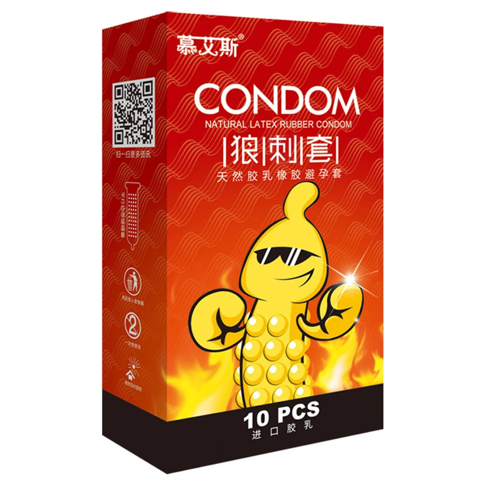 G spot Condoms 10PCS Particles for long sex Delay Ejaculation thin Condoms Big dotted Stimulation Penis Sleeves Adult Sex Toys - Seprincess