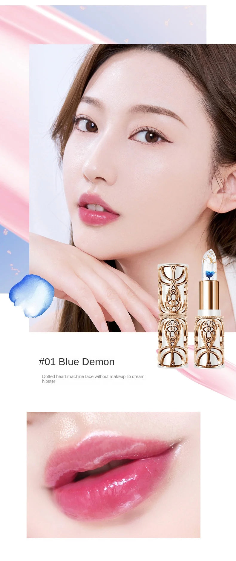 HIH Blue Rose Lipstick Temperature Color Changing Lip Moisturizing Balm Female Makeup Sexy Lip Gloss Shiny Lipstick - Seprincess