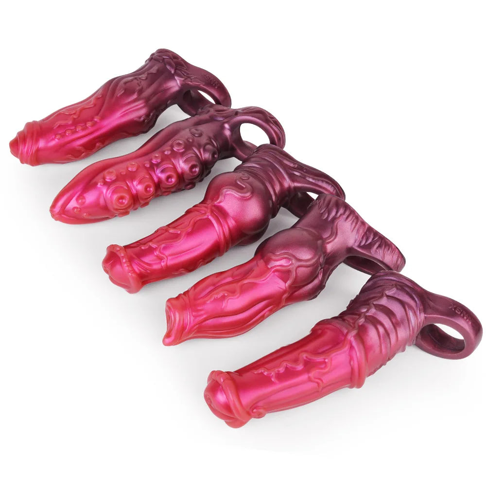 5 Style Silicone Fantasy Octopus Penis Sleeve Bdsm Dildo Sheath Reusable condom Cock Enlargement Delay Ejaculation Men Sex Toys