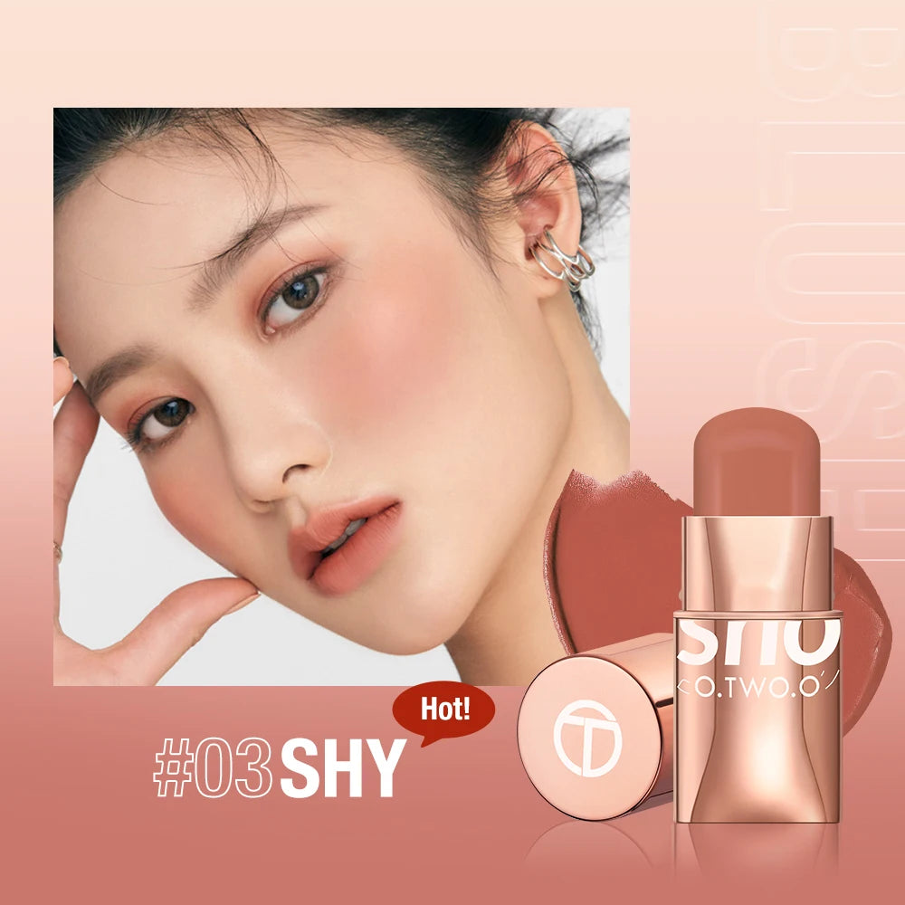 O.TWO.O 3-in-1 Lipstick Blush Eyes Shadow Multifunctional Makeup Waterproof Lightweight Lip Stick Cheek Cream Smooth Texture - Seprincess