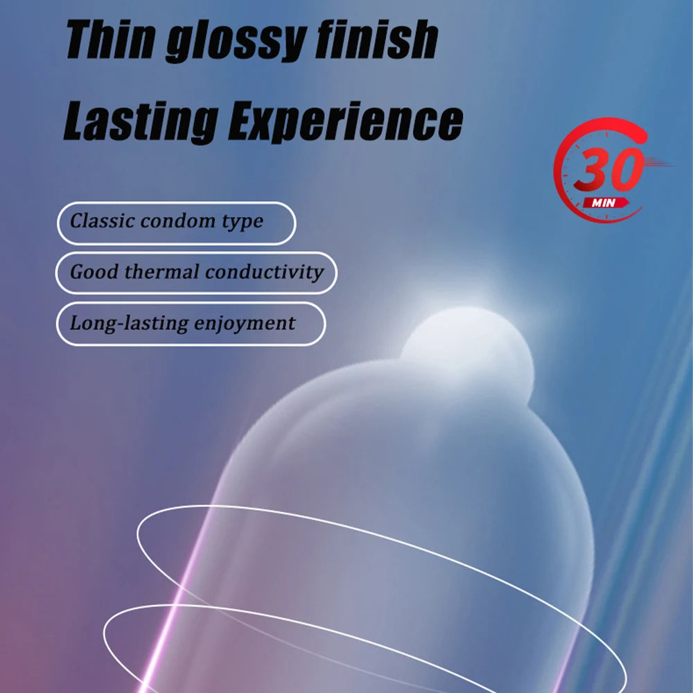 Ultra-thin Condom Male Delay Lasting Extended Time 12PCS Penis Sleeve Glossy Large Particles Condom 52mm Adult Safer Sex Product - Seprincess