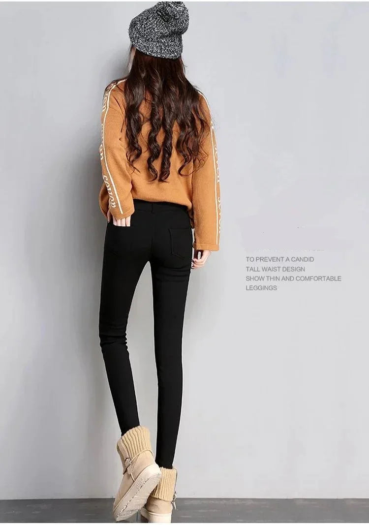 High Elastic Skinny Pencil Jeans leggings Elastic Black Plus Size Immitation Stretch Denim Pants Long Trousers