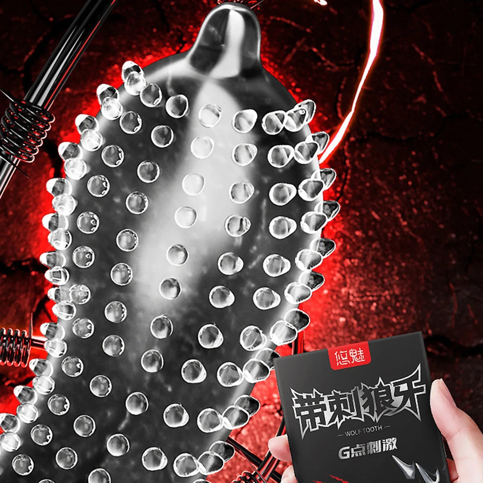 Ultra Stimulation Spikes Condoms Longer Lasting Latex Condoms with 9D Particles for Men 18+ Big Dots Penis Sleeve Adult Sex Toys - Seprincess