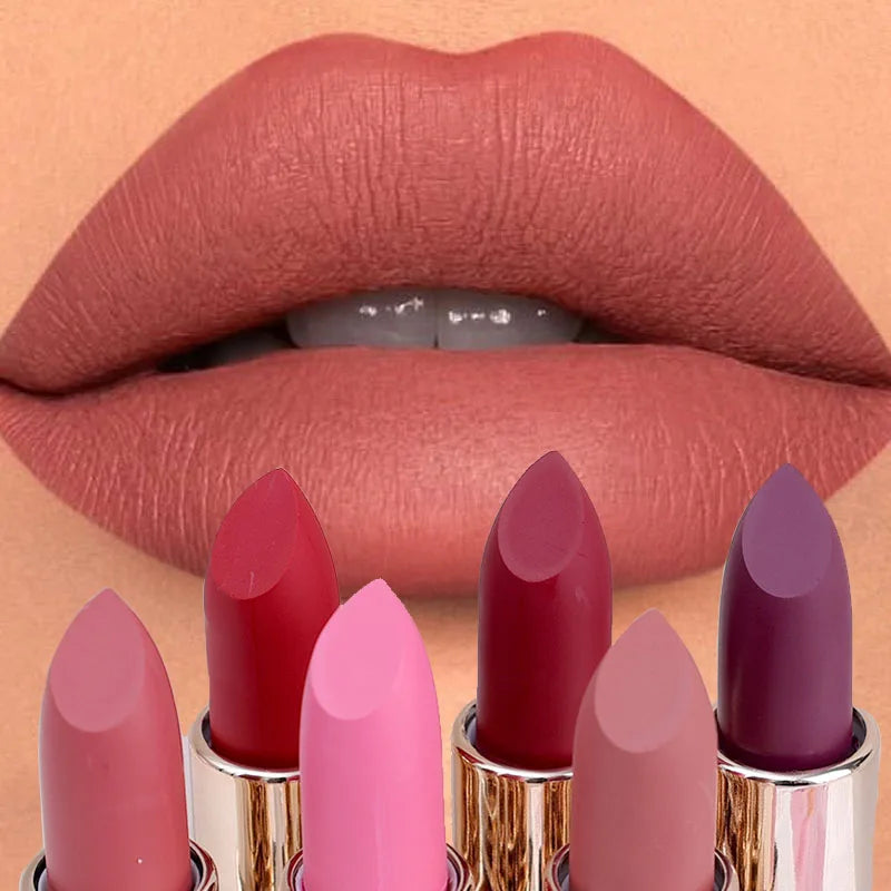 6 Colors Matte Lipstick Waterproof Velvet Nude Pink Lip Stick Pen Lasting Non-stick Cup Red Lip Glaze Sexy Lips Makeup Cosmetics - Seprincess