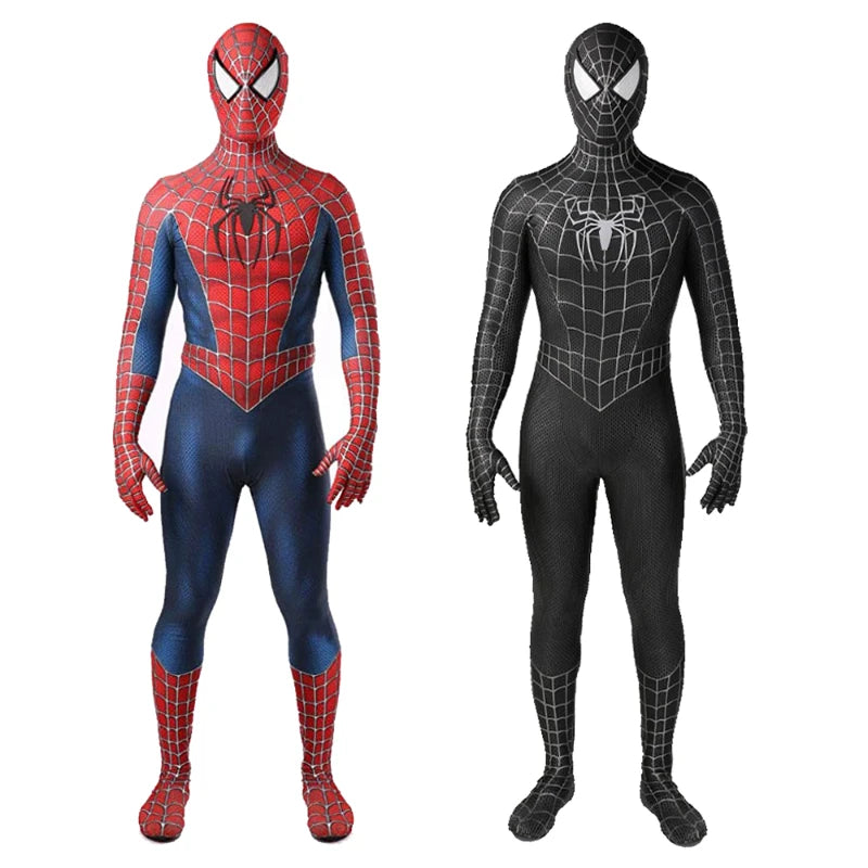 Tobey Maguire Spiderman Costume Black/Red Raimi Spider Man Cosplay Superhero Zentai Suit Halloween Costumes for Adults - Seprincess