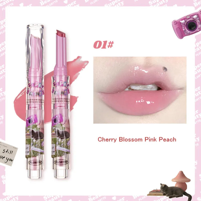 FLORTTE Crystal Lip Balm Jelly Lipstick Moisturizing Mirror Water Light Solid Lip Glaze Red Lip Tint Makeup Cosmetics New