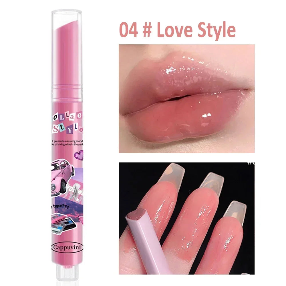 Transparent Lip Glaze Flower Honey Jelly Lipstick Pen Waterproof Non-stick Cup Heart-shaped Lip Gloss Korea Women Lips Makeup - Seprincess